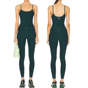 BEYOND YOGA Spacedye Uplevel Midi Jumpsuit size XS in Midnight Green Heather